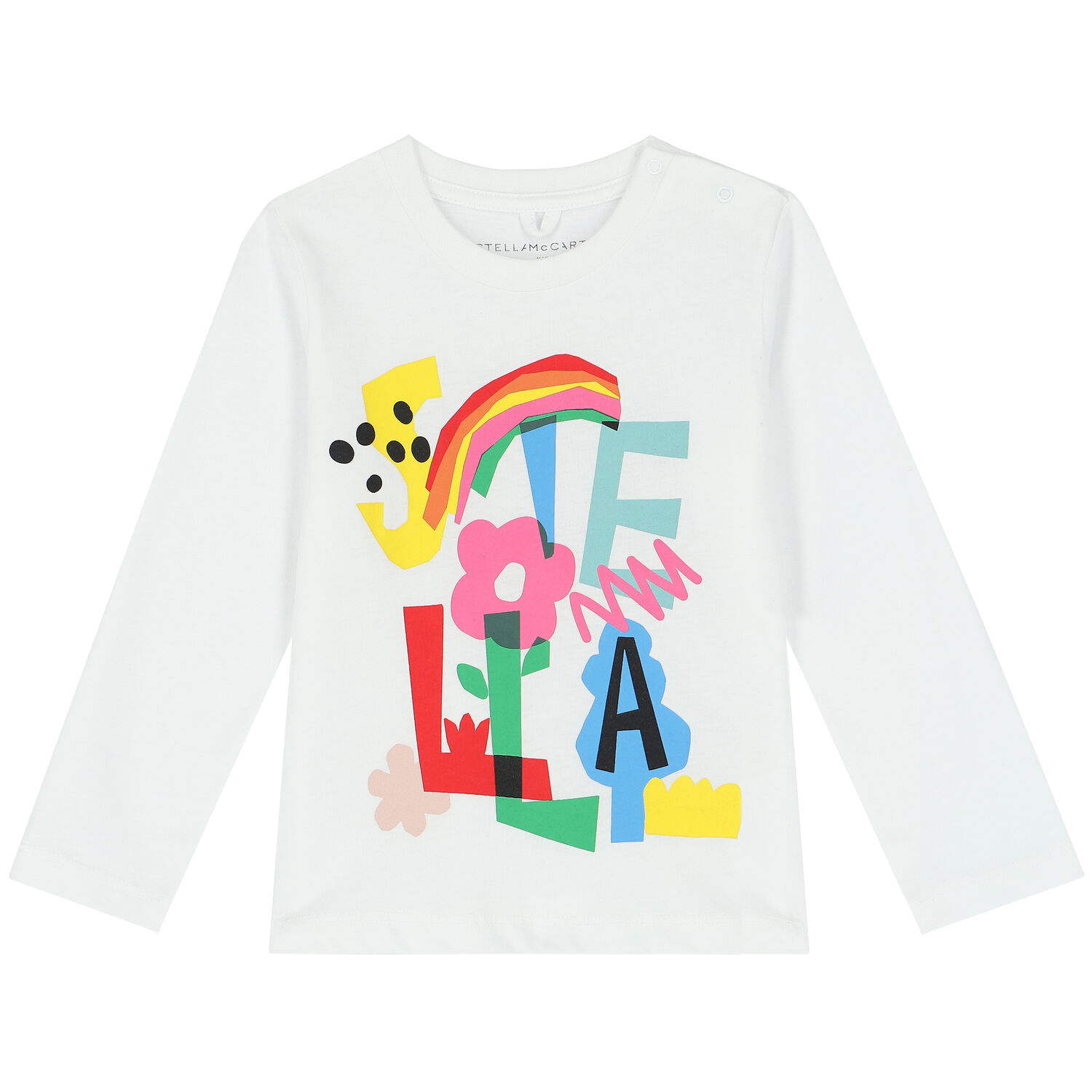 Younger Girls White Logo Long Sleeve Top, 1, hi-res image number null