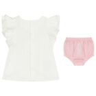 Baby Girls White & Pink Shorts Set, 1, hi-res