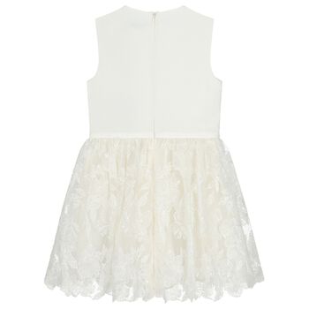 Girls Ivory Floral Lace Dress
