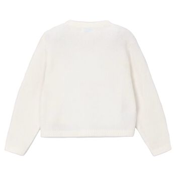 Girls Ivory Bow Knitted Cardigan