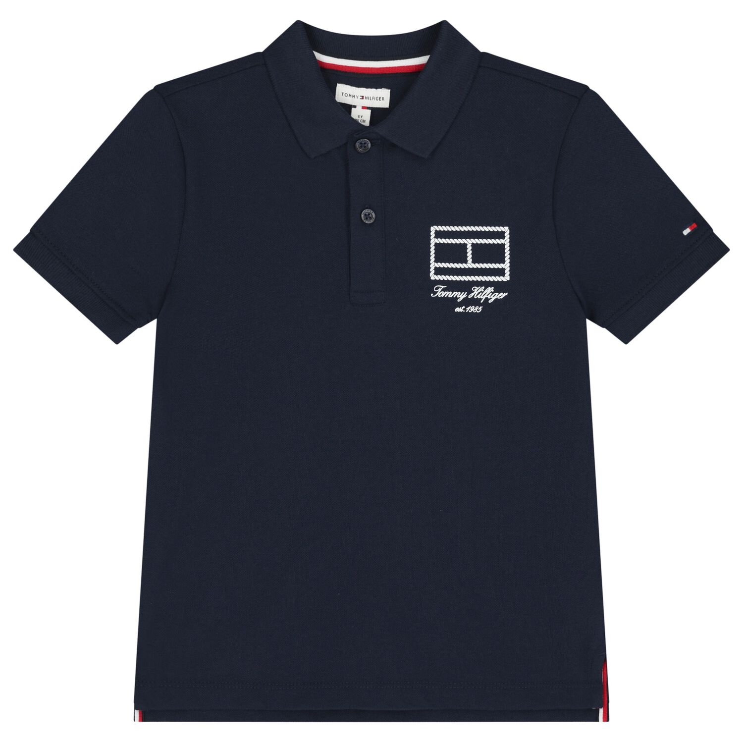 Boys Navy Blue Logo Polo Shirt, 1, hi-res