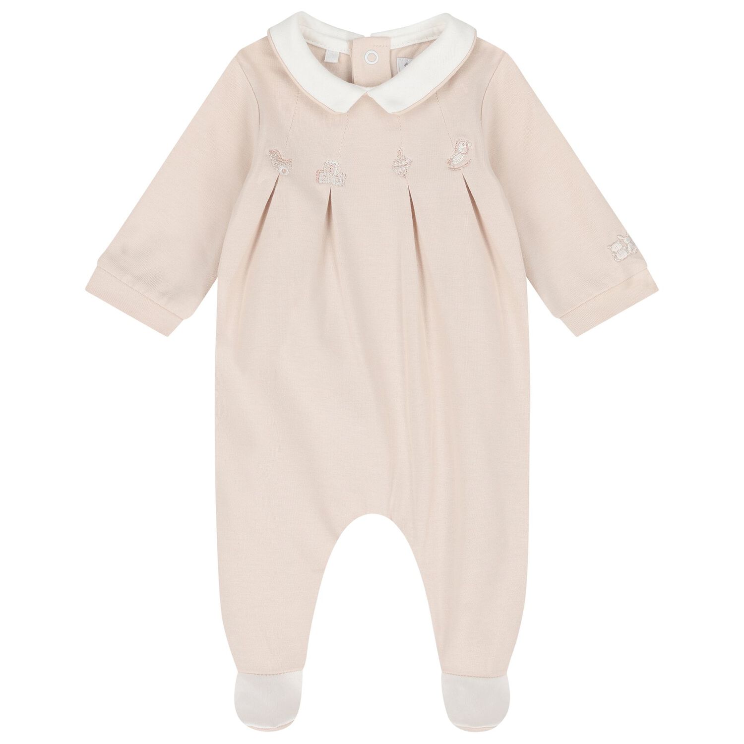 Beige & Ivory Flower Babygrows ( 2-Pack ), 2, hi-res