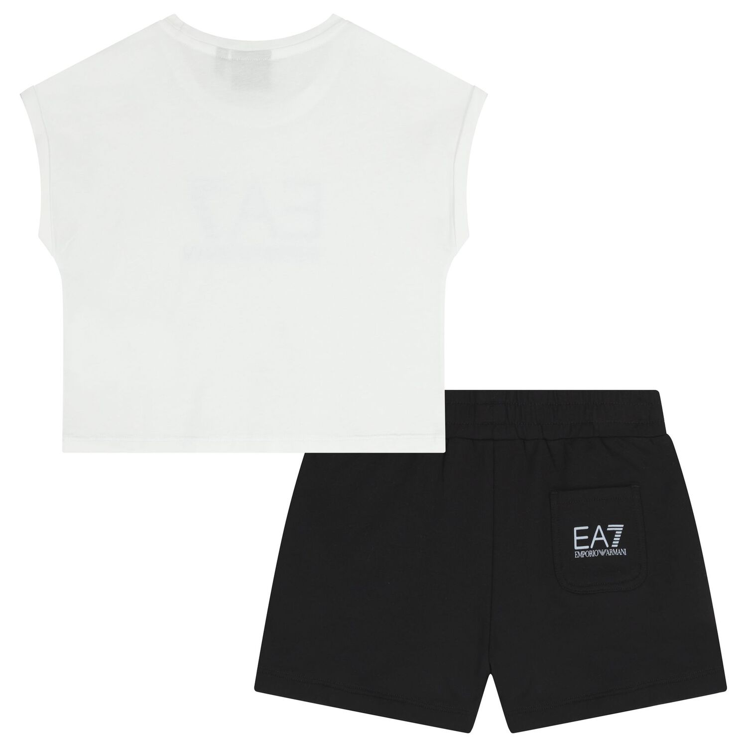 Girls White & Black Logo Shorts Set, 3, hi-res