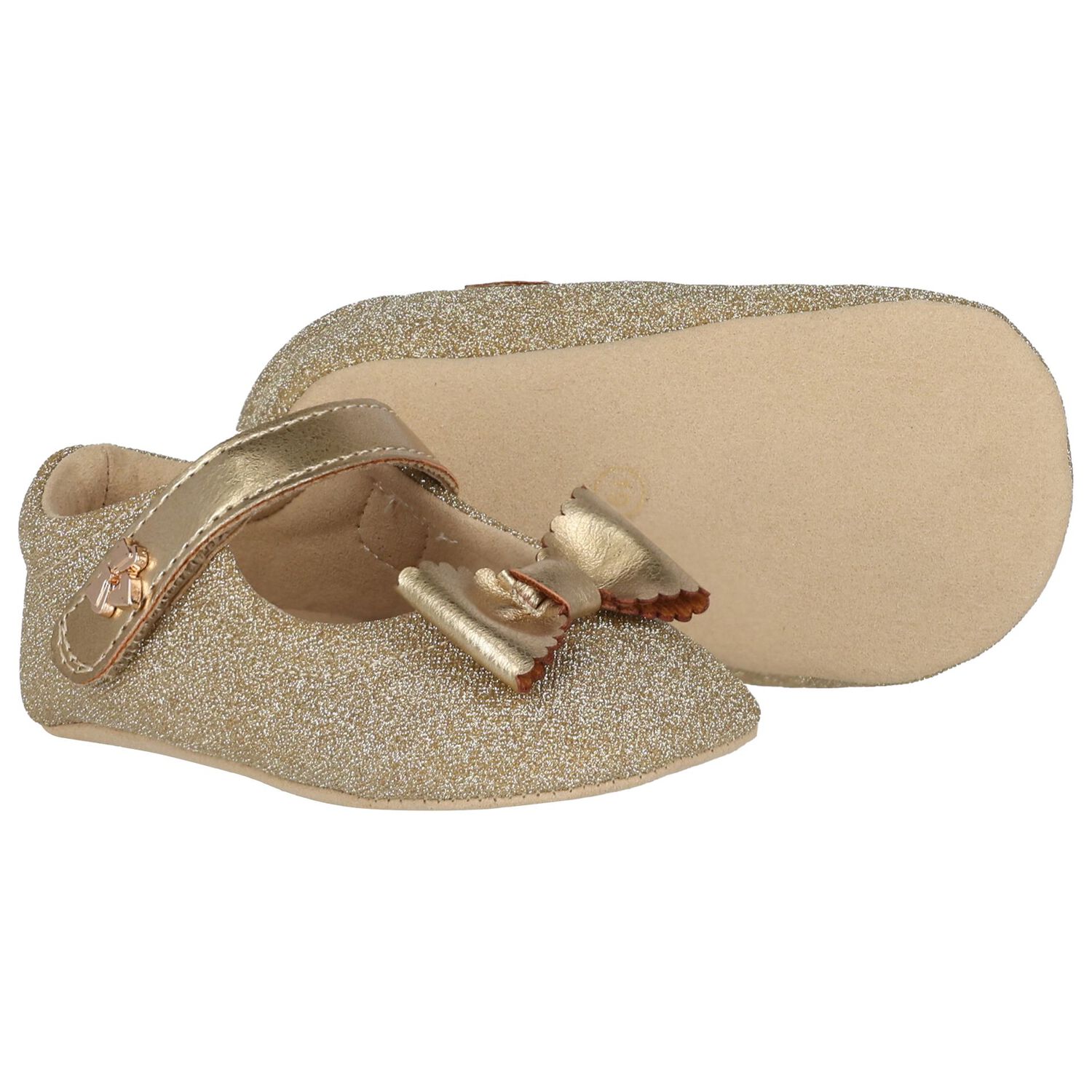 Baby Girls Gold Glitters Pre Walker Shoes, 1, hi-res