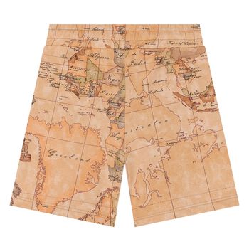 Younger Boys Beige Geo Map Shorts