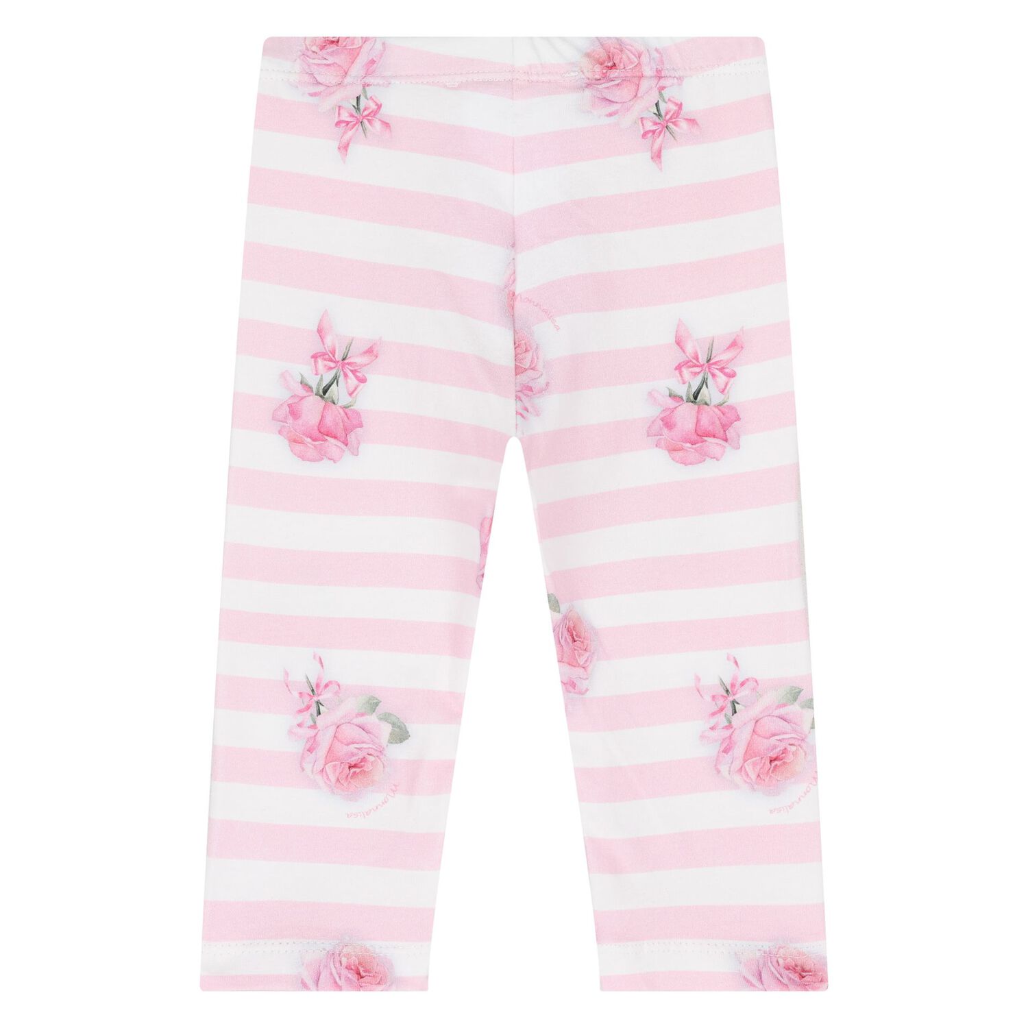 Younger Girls White & Pink Striped Leggings, 1, hi-res image number null