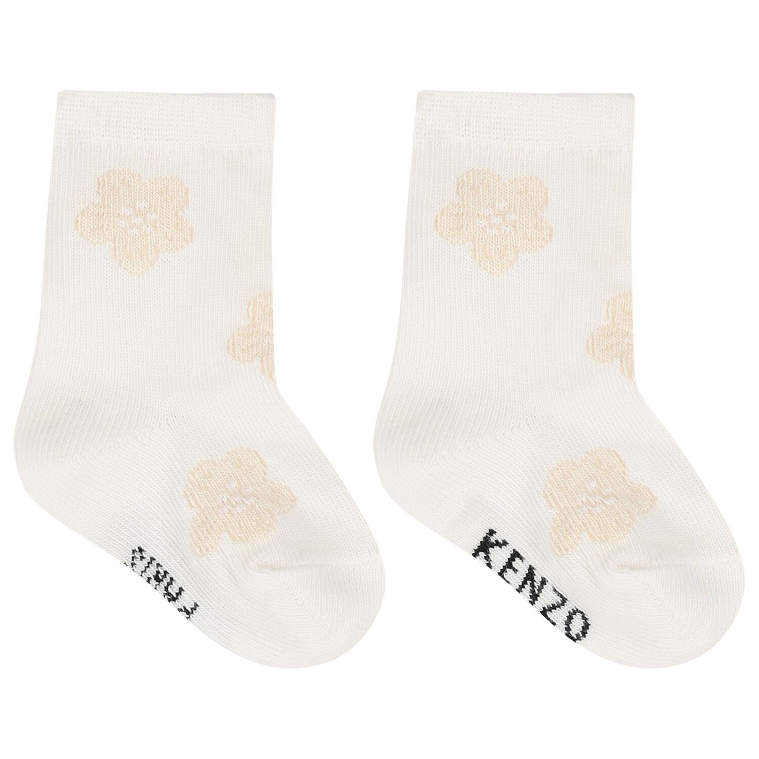 Baby Girls Pink & Ivory Flower Socks ( 2 Pack ), 1, hi-res