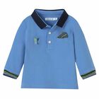 Younger Boys Blue Logo Polo Shirt, 2, hi-res