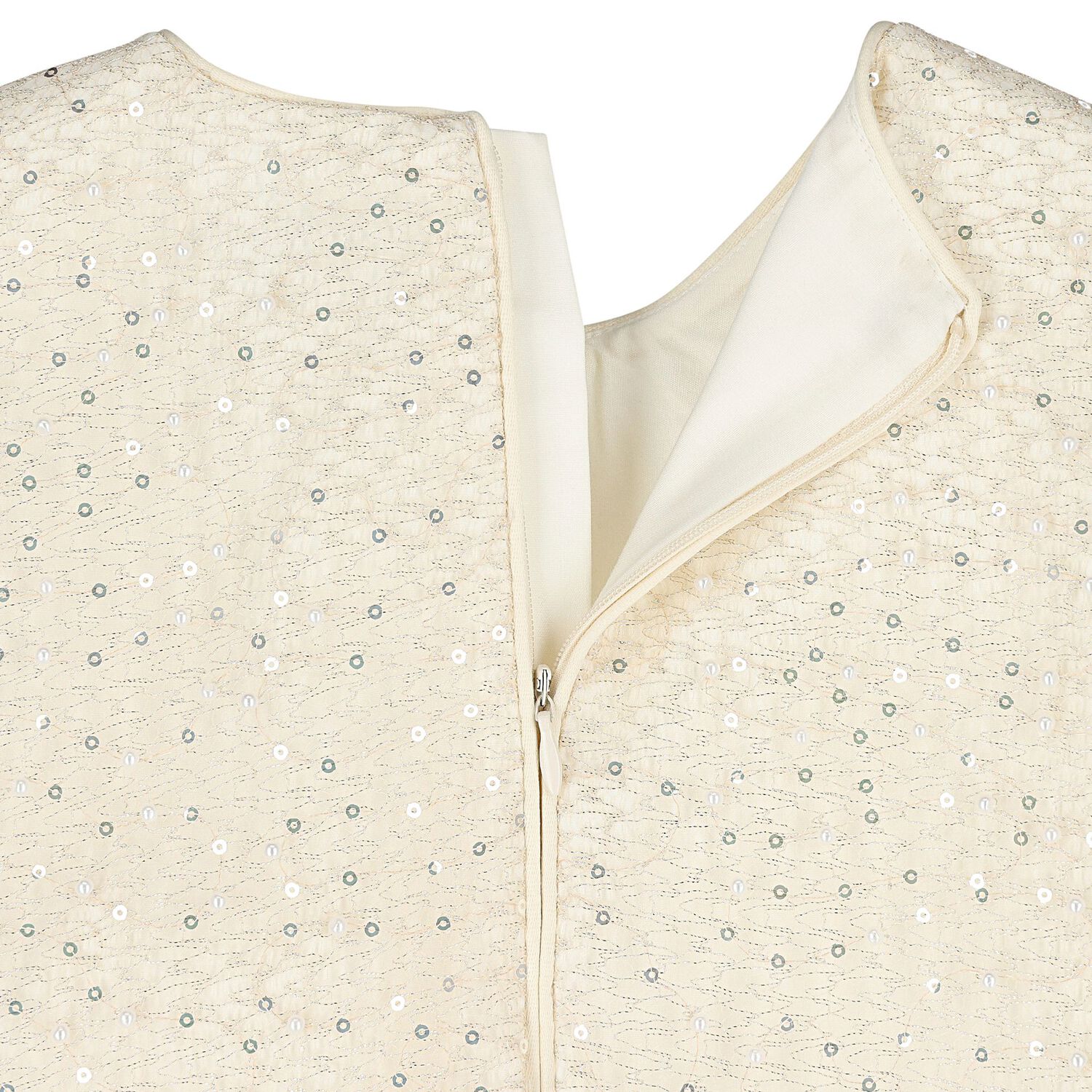 Girls Ivory Sequin Embellished Dress, 1, hi-res