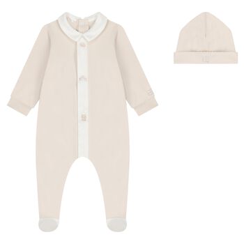 Beige & White Babygrow Set