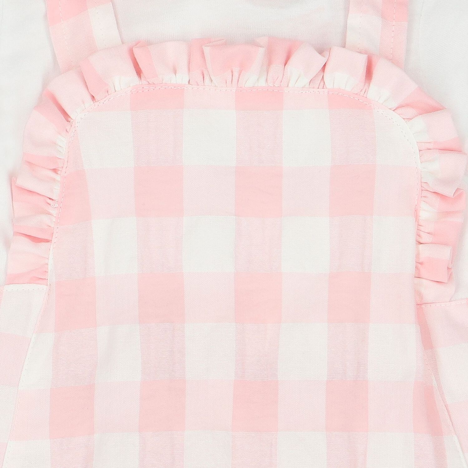 Baby Girls White & Pink Gingham Romper, 1, hi-res