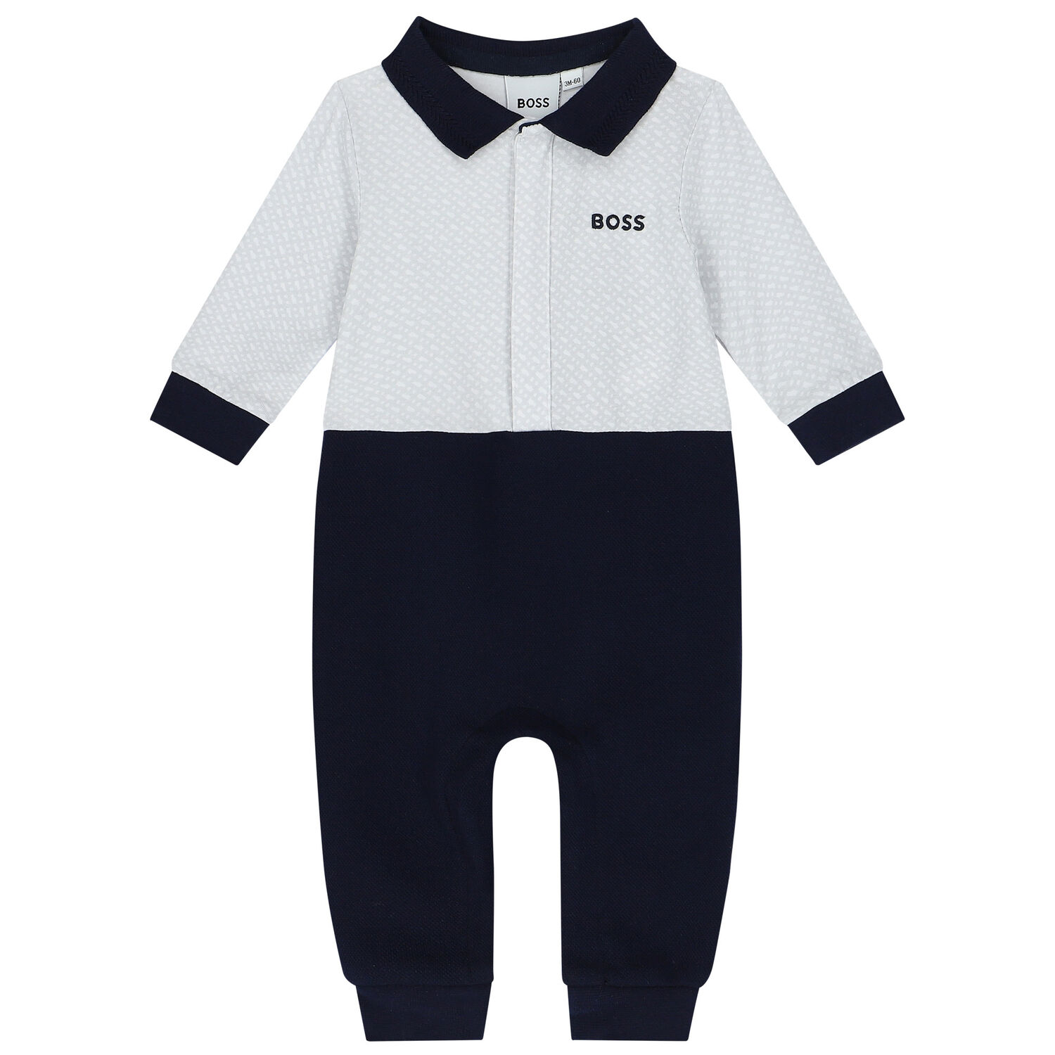 Baby Boys White & Blue Logo Romper, 1, hi-res image number null