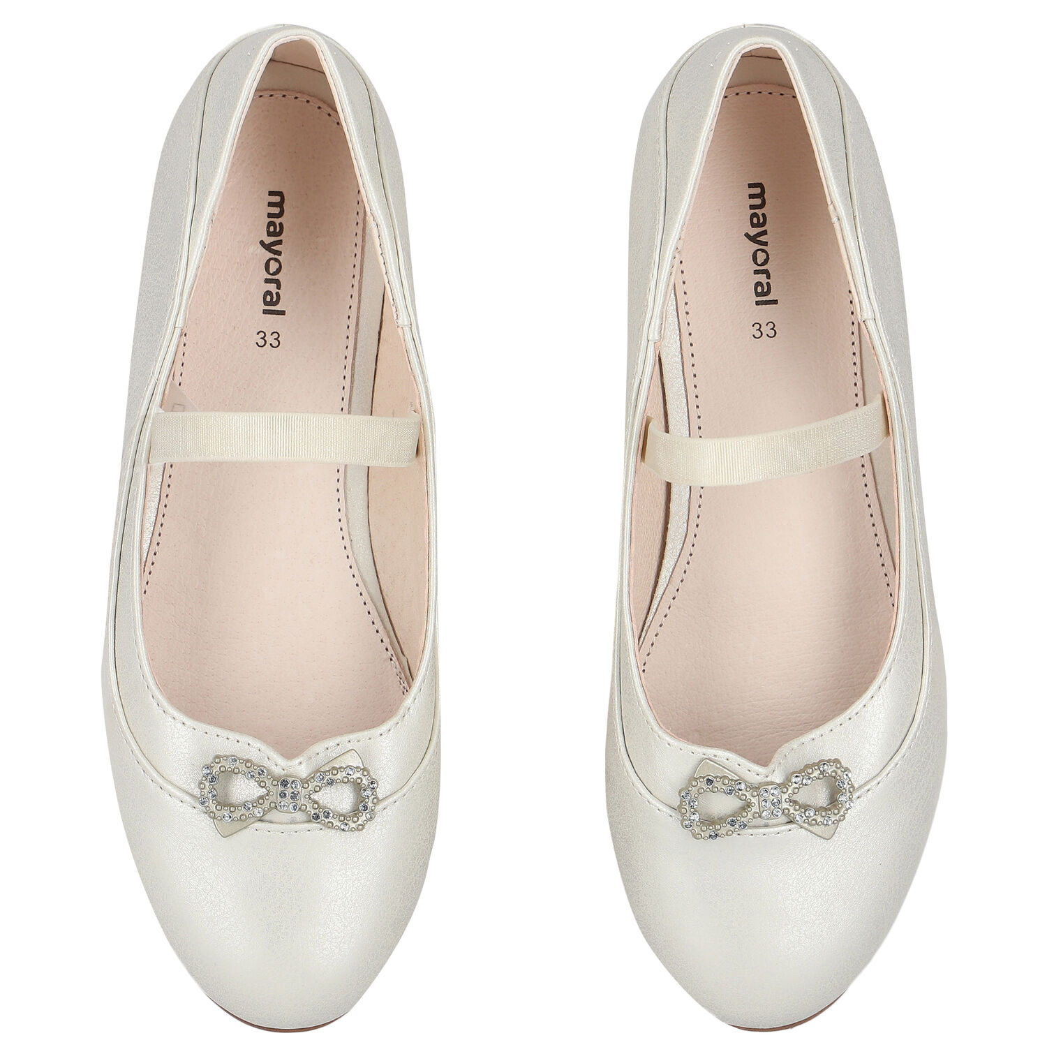 Girls Silver Diamante Bow Shoes, 3, hi-res