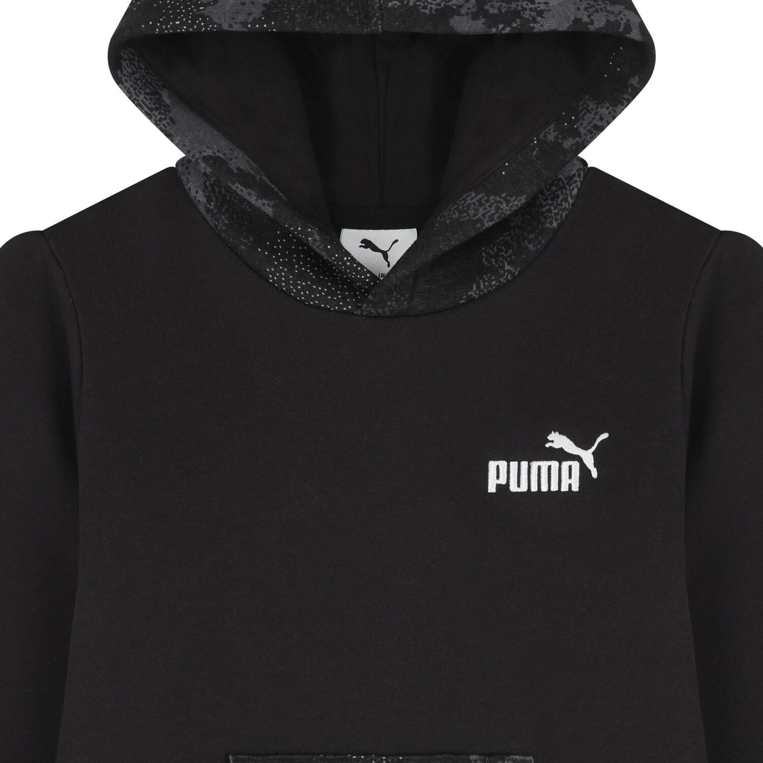 Boys Black Logo Hooded Top, 1, hi-res