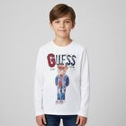 Boys White Teddy Bear Long Sleeve Top, 2, hi-res