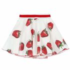 Girls White Strawberry Skirt, 1, hi-res