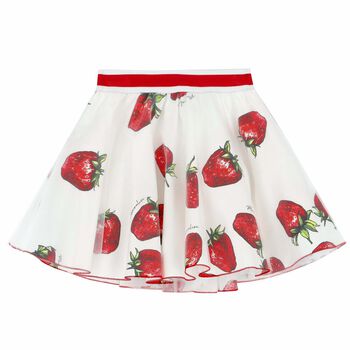 Girls White Strawberry Skirt