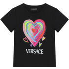 Girls Black Logo T-Shirt, 1, hi-res