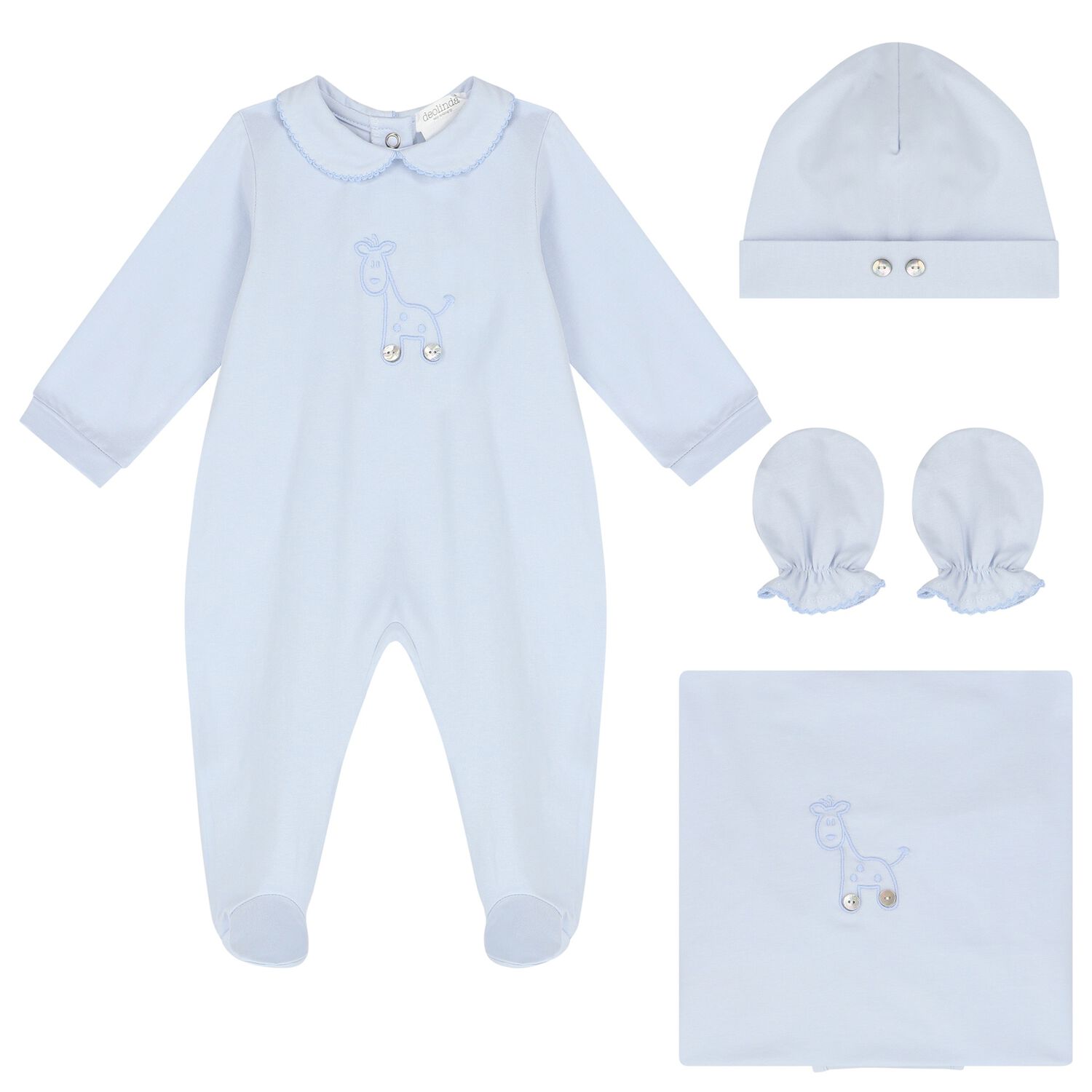 Baby Boys Blue Giraffe Babygrow Gift Set, 2, hi-res