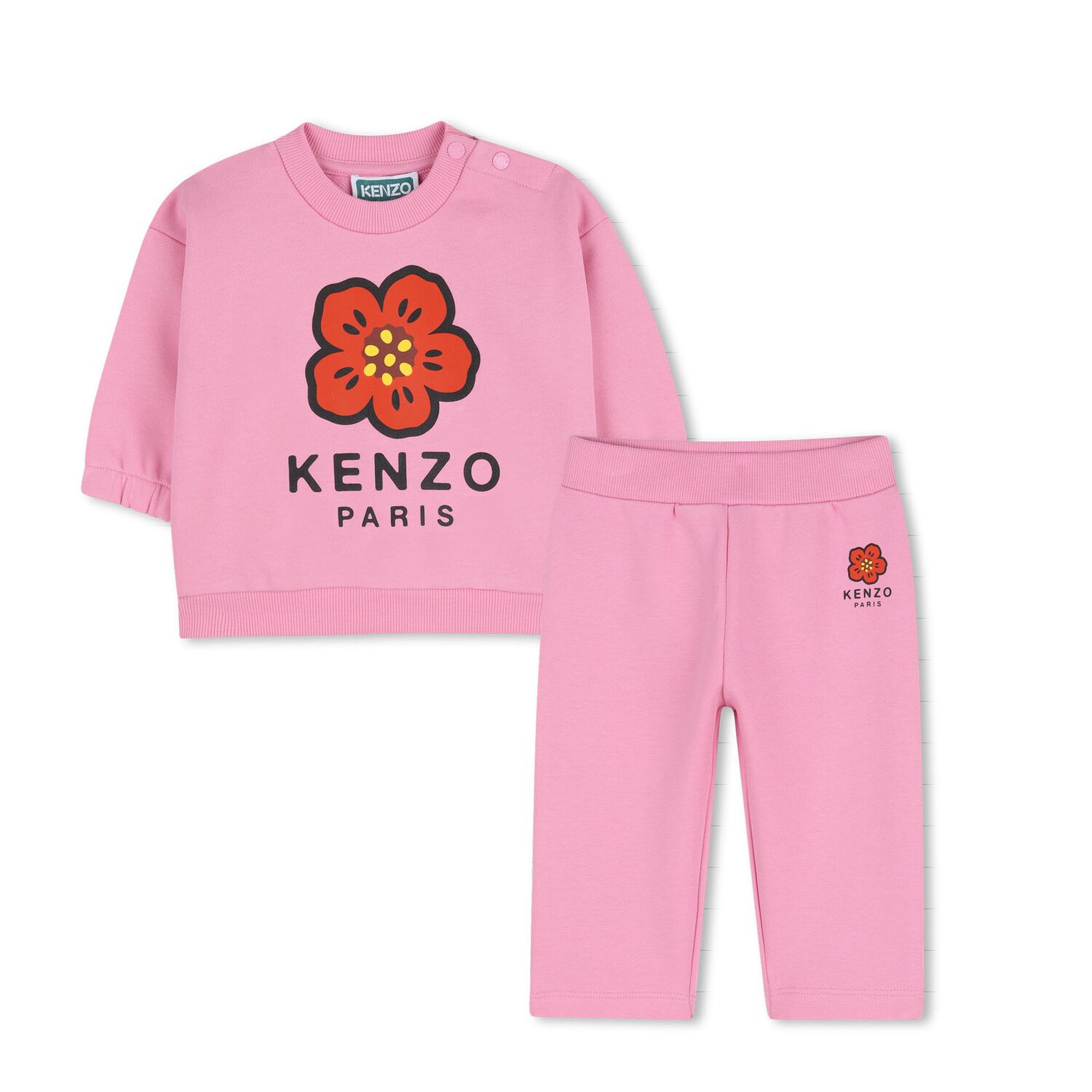 Younger Girls Pink Boke Flower Tracksuit, 1, hi-res