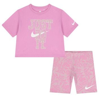 Girls Pink Logo Shorts Set