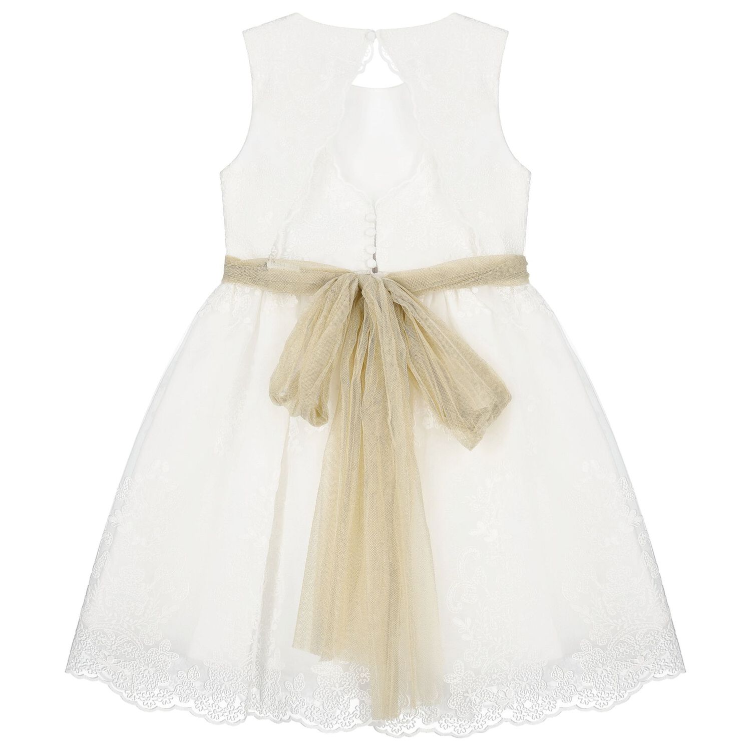 Girls White Organza Embroidered Dress, 1, hi-res image number null