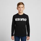 Boys Black Logo Long Sleeve Top, 1, hi-res