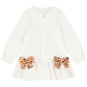 Girls Ivory Geo Map Bow Dress