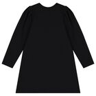 Girls Black Teddy Bear Logo Dress, 3, hi-res