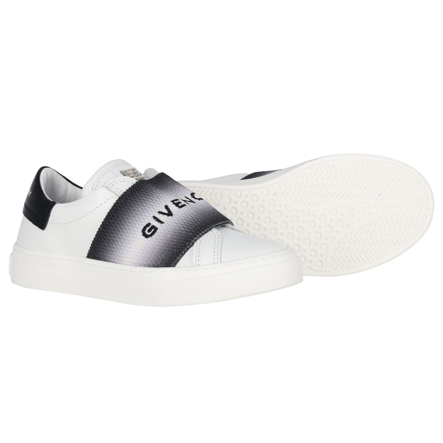 White & Black Logo Trainers, 1, hi-res