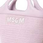 Girls Pink Straw Handbag, 3, hi-res