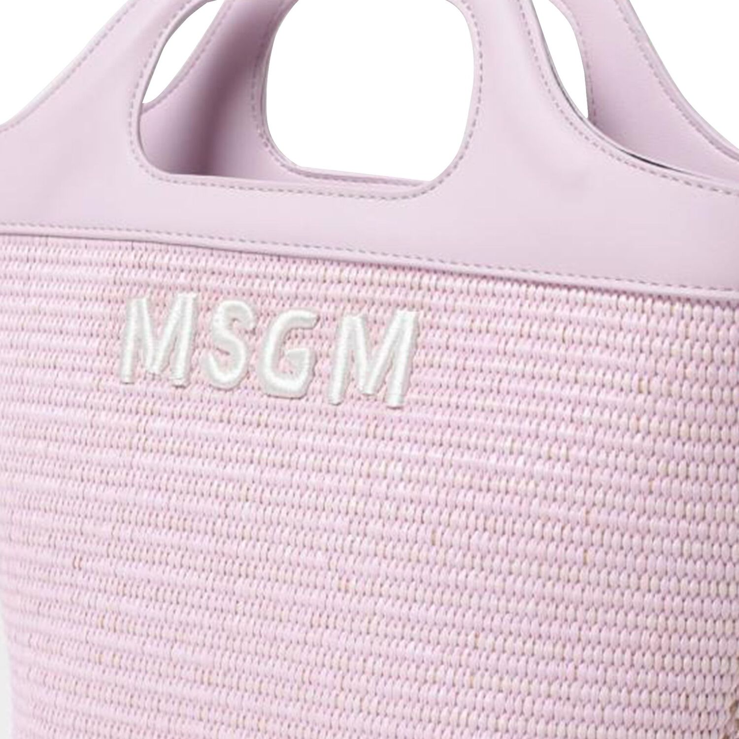 Girls Pink Straw Handbag, 3, hi-res