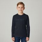 Boys Navy Blue Logo Long Sleeve Top, 3, hi-res