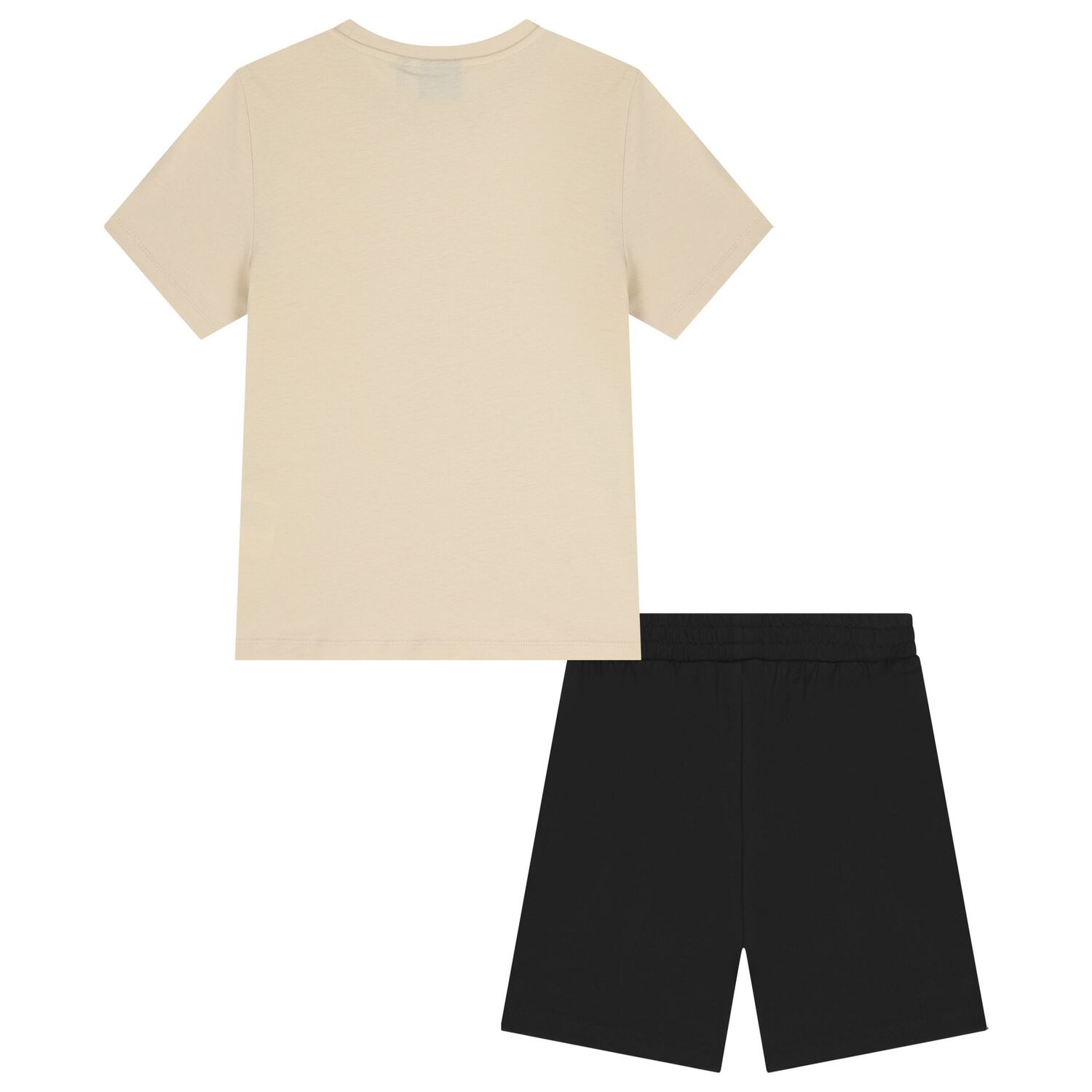 Boys Beige & Black Logo Shorts Set, 5, hi-res