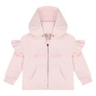 Younger Girls Pink Logo Hooded Zip Up Top, 1, hi-res