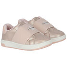 Girls Rose Gold & Pink Logo Trainers, 1, hi-res