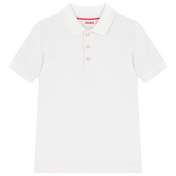 Boys White Logo Polo Shirt