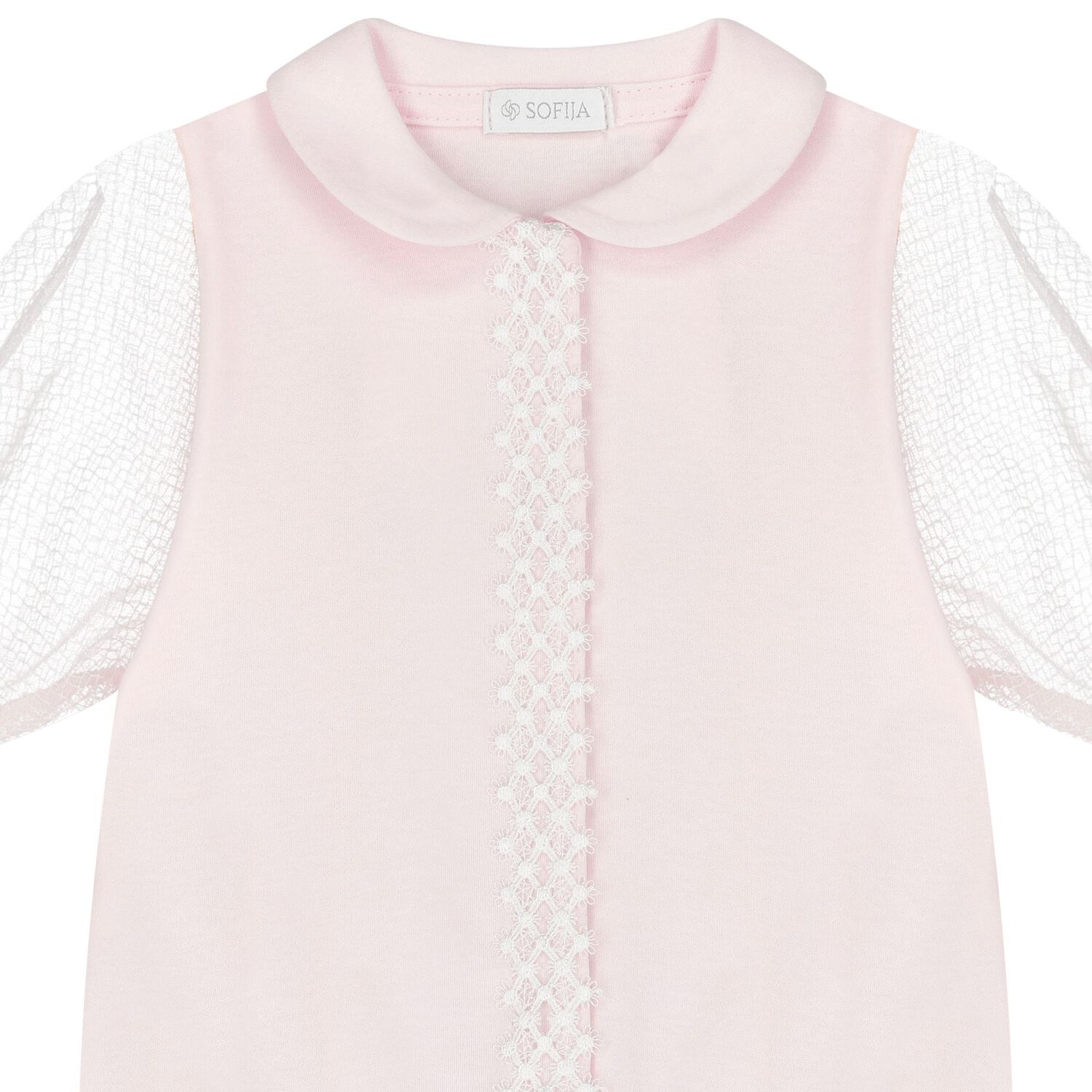 Baby Girls Pink Lace Babygrow, 1, hi-res