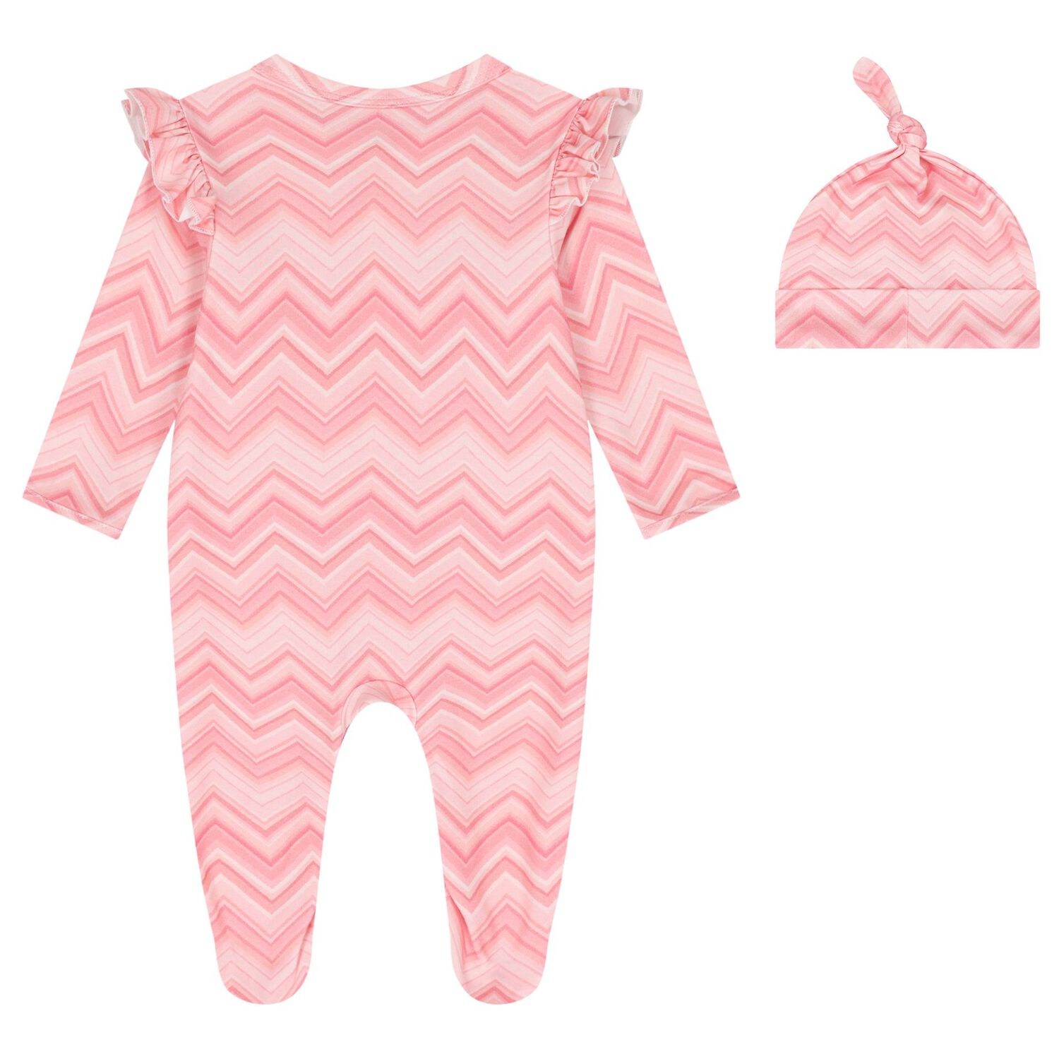 Baby Girls Pink Zig Zag Babygrow Set , 1, hi-res