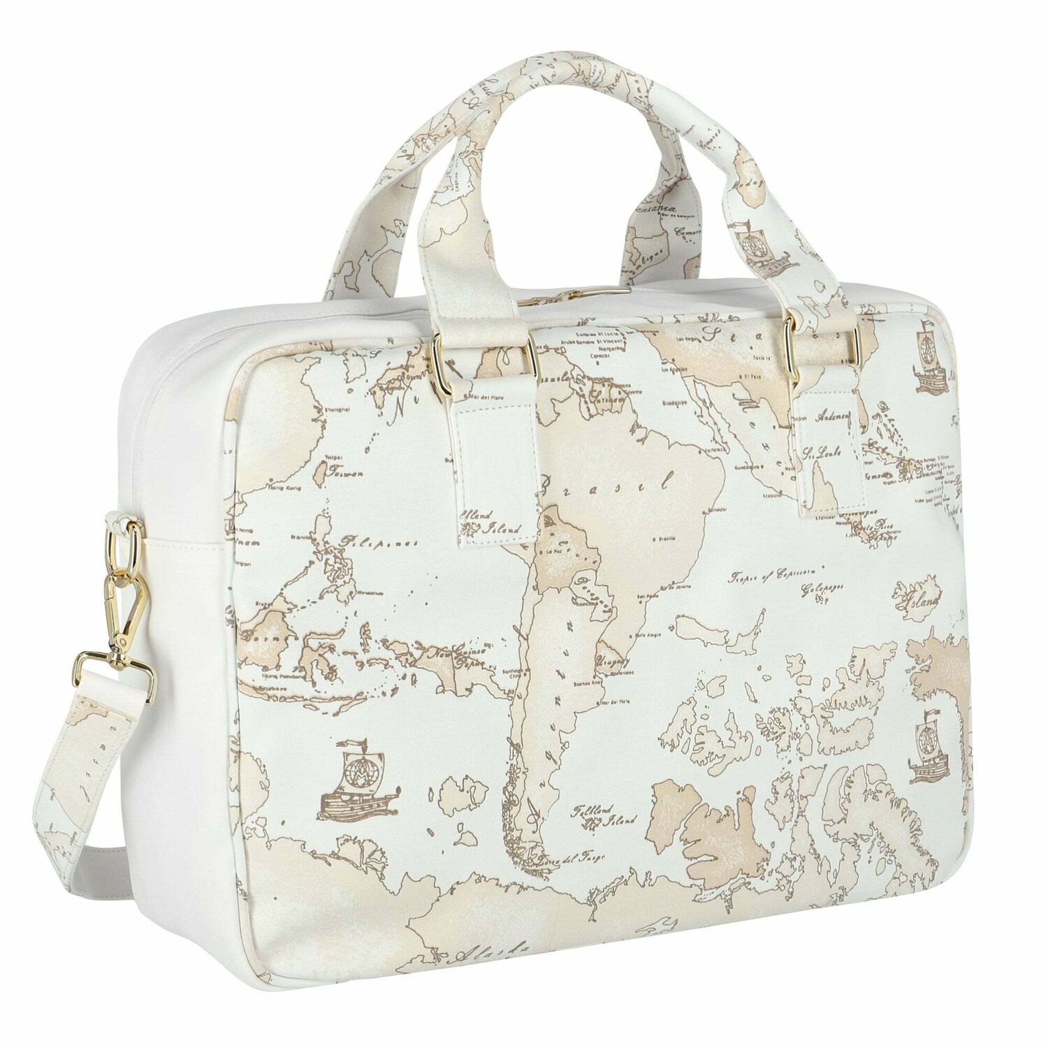 White Geo Map Baby Changing Bag, 1, hi-res