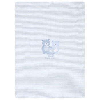 Baby Boys White & Blue Striped Blanket
