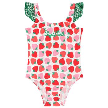 Girls Strawberry Print Swimsuit