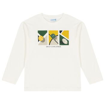 Boys Ivory Long Sleeve Top