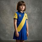Girls Blue & Yellow Logo Dress, 1, hi-res