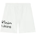 Boys White Logo Shorts, 2, hi-res