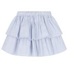 Girls White & Blue Striped Skirt, 1, hi-res