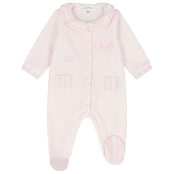 Baby Girls Pink Striped Collar Babygrow
