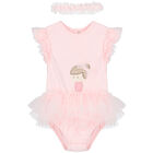 Baby Girls Pink Tulle Bodysuit & Headband Set, 1, hi-res