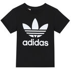 Boys Black Trefoil Logo T-Shirt, 1, hi-res
