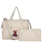 Beige Teddy Bear Logo Quilted Baby Changing Bag, 1, hi-res